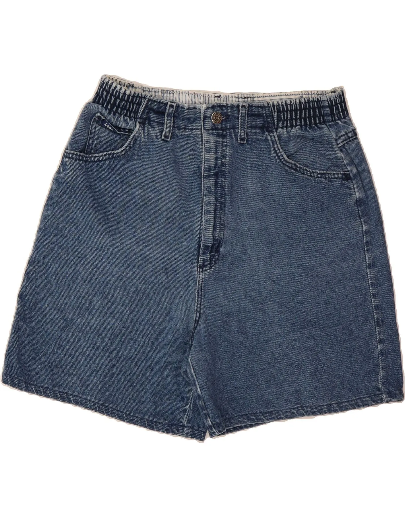 LEE Womens High Waist Denim Shorts W32 Large Blue Fast Absorption Textile QuickAccessPockets