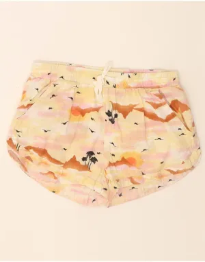 Modern Cut Street Style BILLABONG Womens Abstract Pattern Chino Shorts Medium W30 Yellow Tie Dye