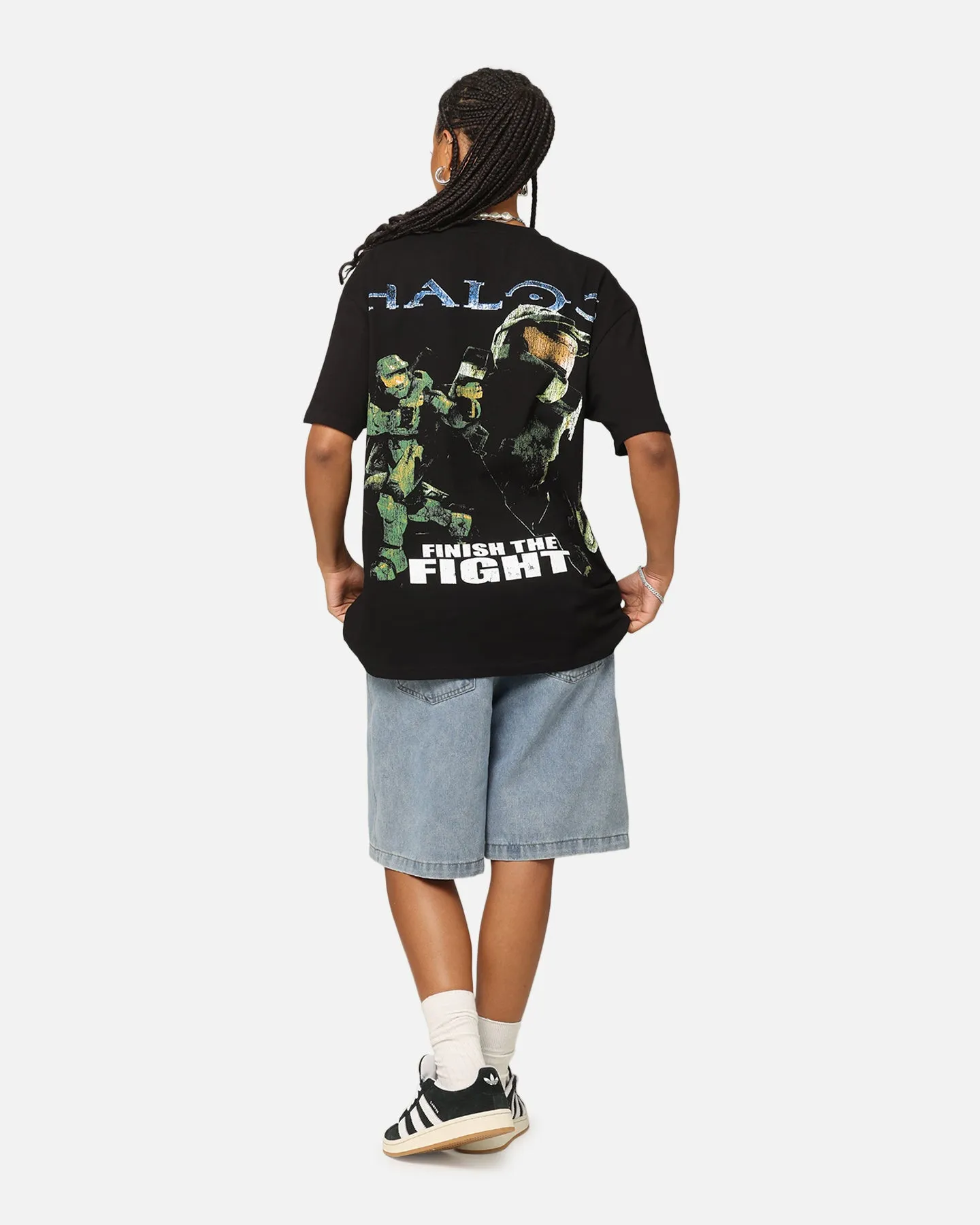 Goat Crew X Halo Big Head Heavyweight T-Shirt Black Flexible Shoulder Seams Sleek Design
