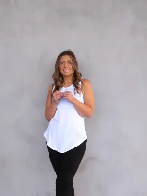 Keira Tank - White Anti Chafing Non Chafing Edges