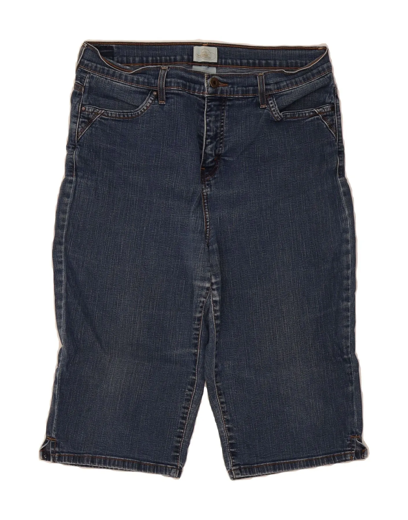 Stylish Fit Core Fit LEVI'S Womens 512 Perfectly Slimming Bermuda Denim Shorts W32 Large Blue
