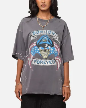 Bon Jovi Forever T-Shirt Washed Black Seamless construction Light and Comfortable