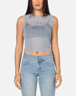 Heathered Fabric Ed Hardy Women's Revenge Mesh Top Blue