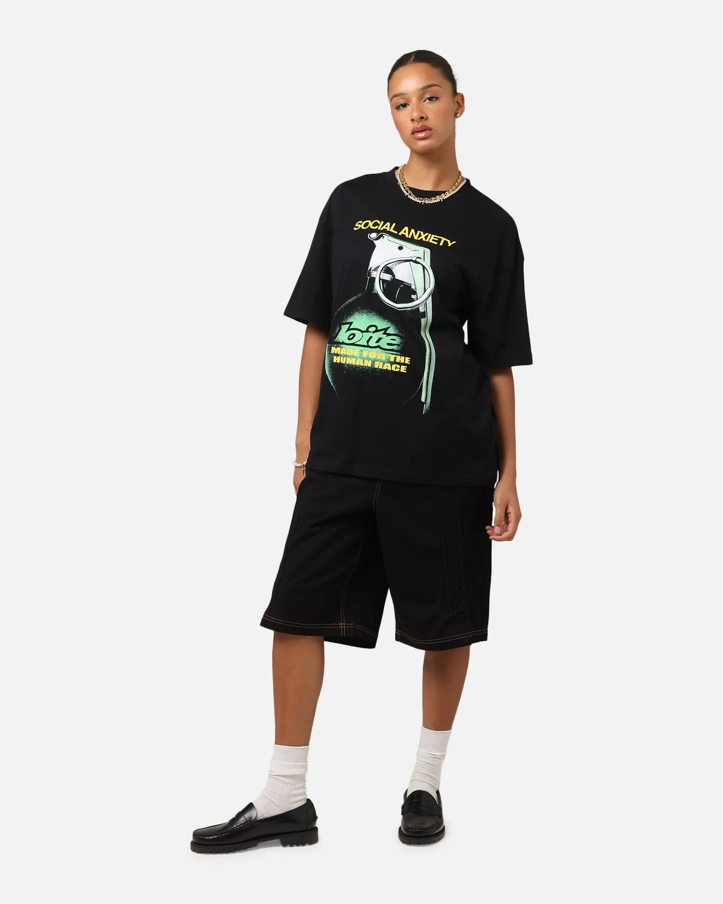 Loiter Live Laugh Love Drop T-Shirt Black Relaxed Outfit