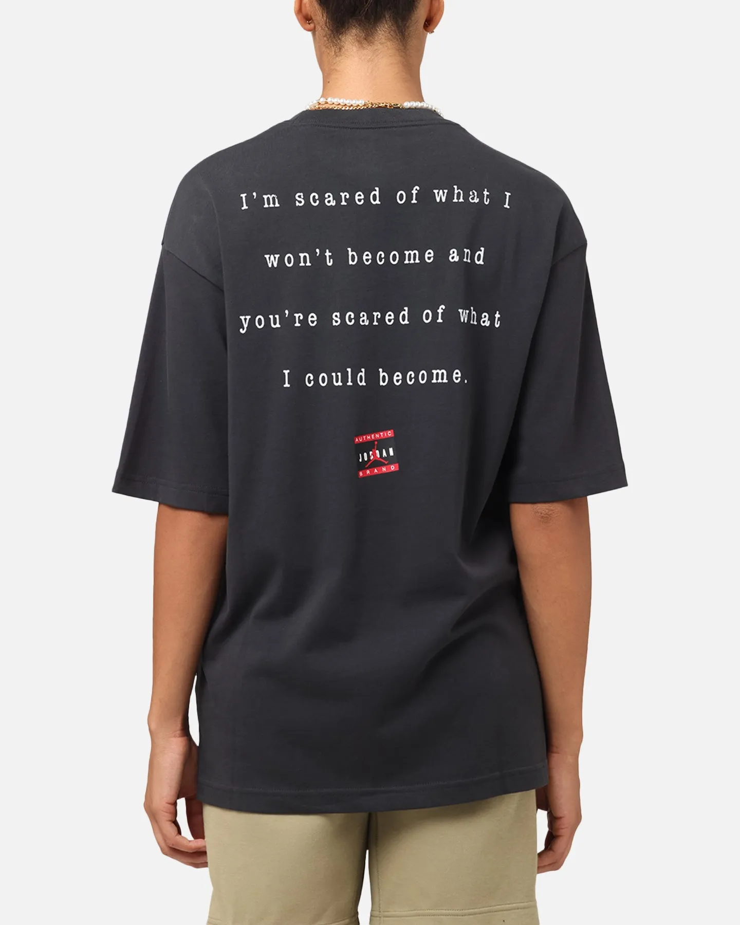 Ribbed Neckline Office Wear Jordan Statement 1985 J Day Crewneck T-Shirt Off Noir