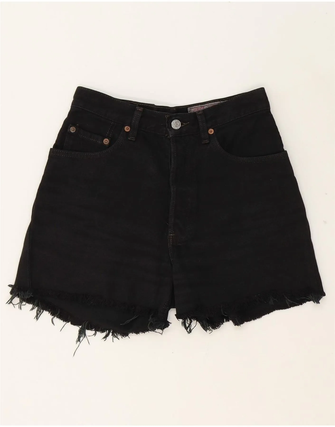 LEVI'S Womens Denim Shorts W26 Small Black Tear Resistant Fabric low - rise