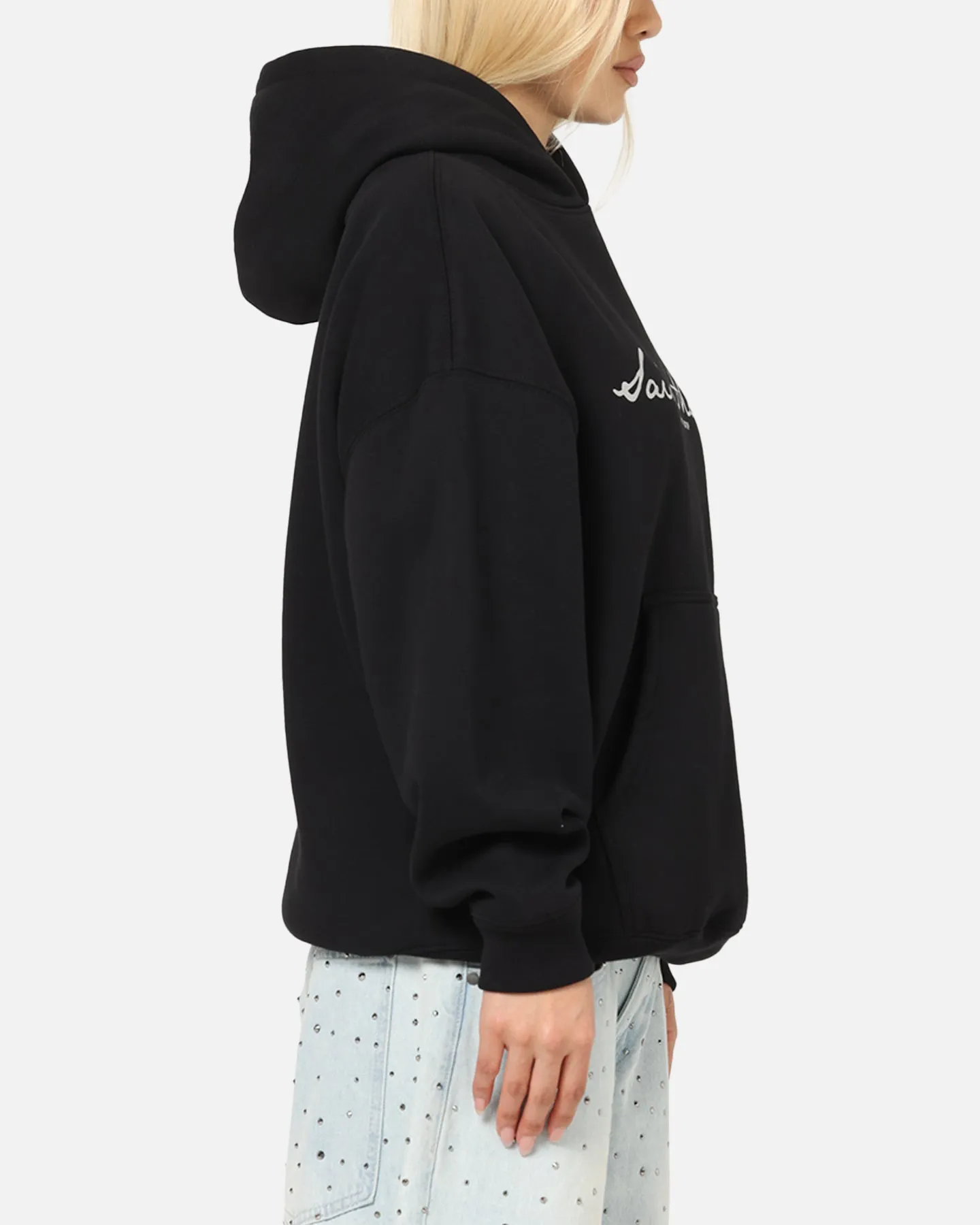 Saint Morta Scripture Boxy Hoodie Black Durable Yarn Polyester Blend