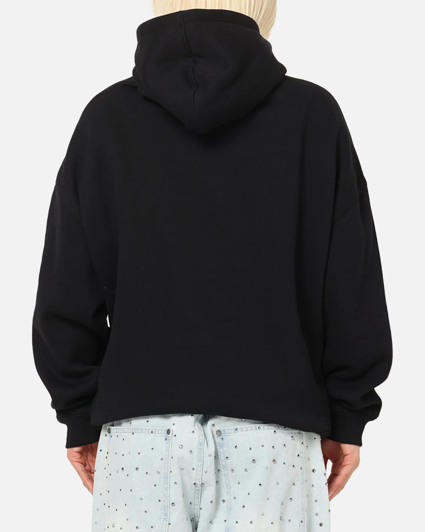 Saint Morta Scripture Boxy Hoodie Black Cozy Logo Patch