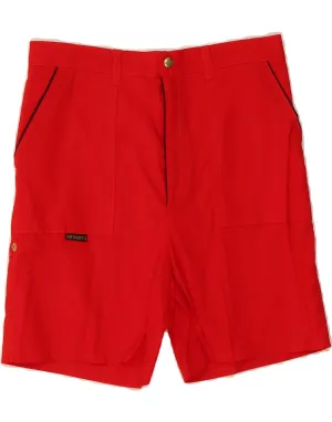 VINTAGE Womens High Waist Bermuda Shorts W30 Medium Red One-of-a-kind Sleek Comfort