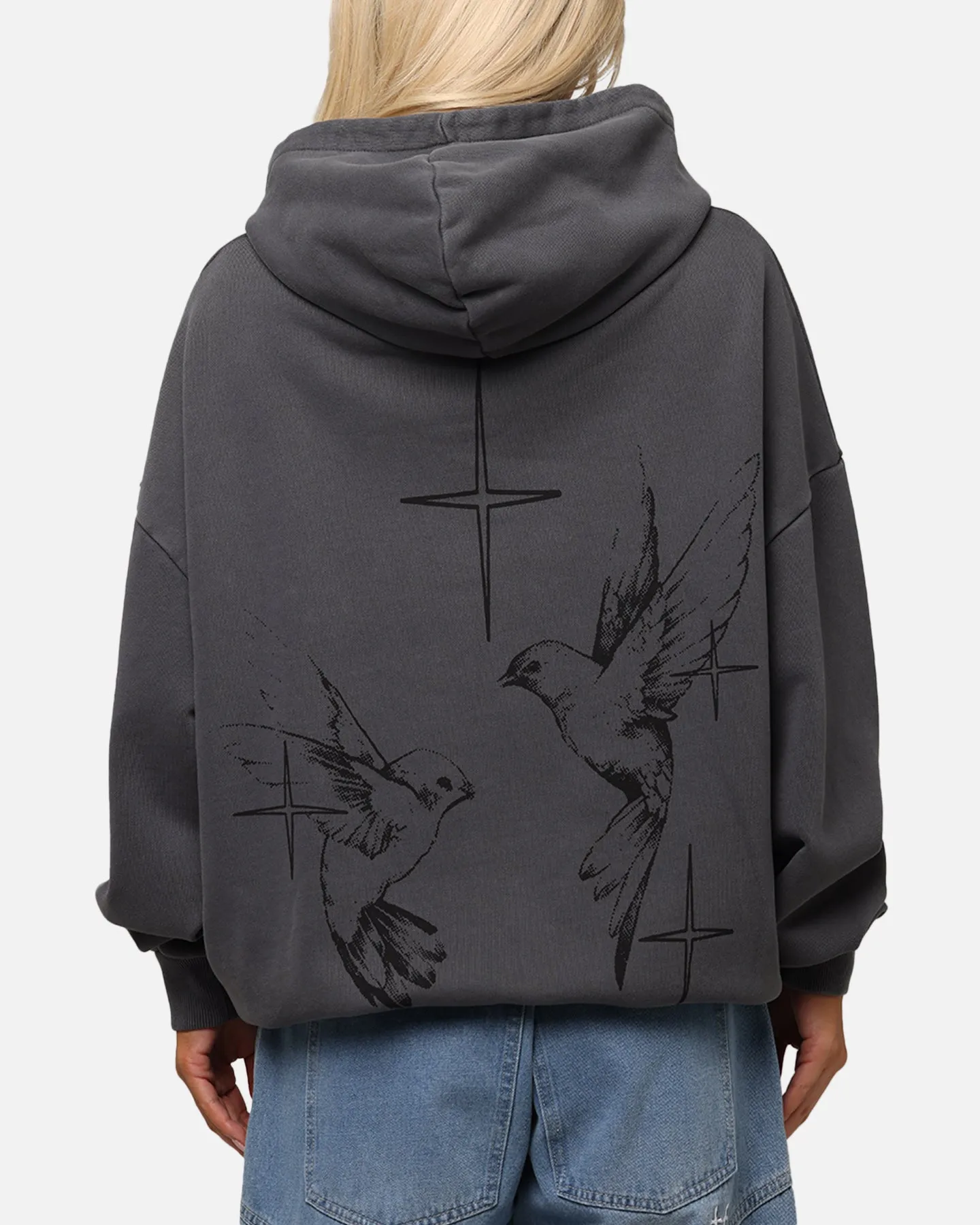 Modern Aesthetic Saint Morta Destiny Rising Boxy Hoodie Washed Black