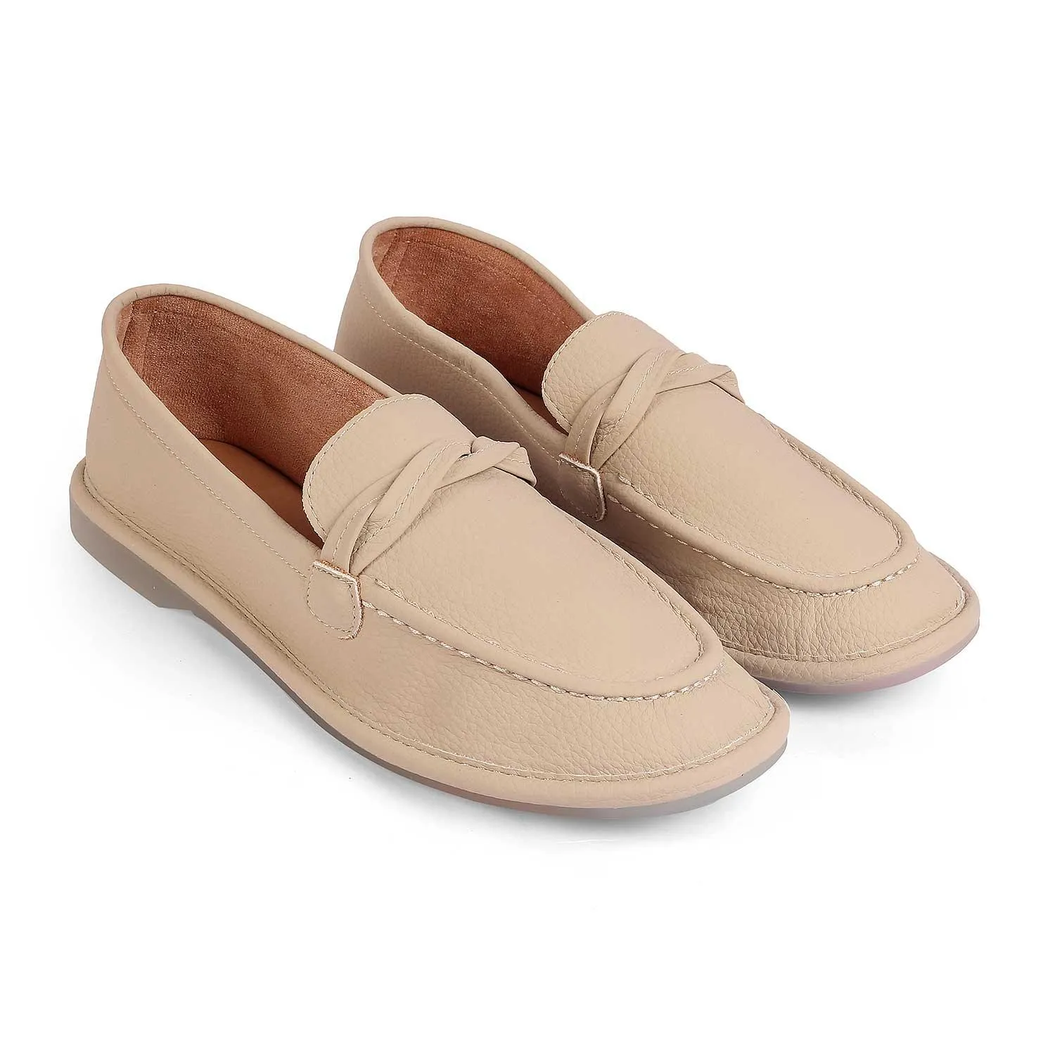 Tresmode Yorko Beige Women's Casual Loafers Fashionable Shoes