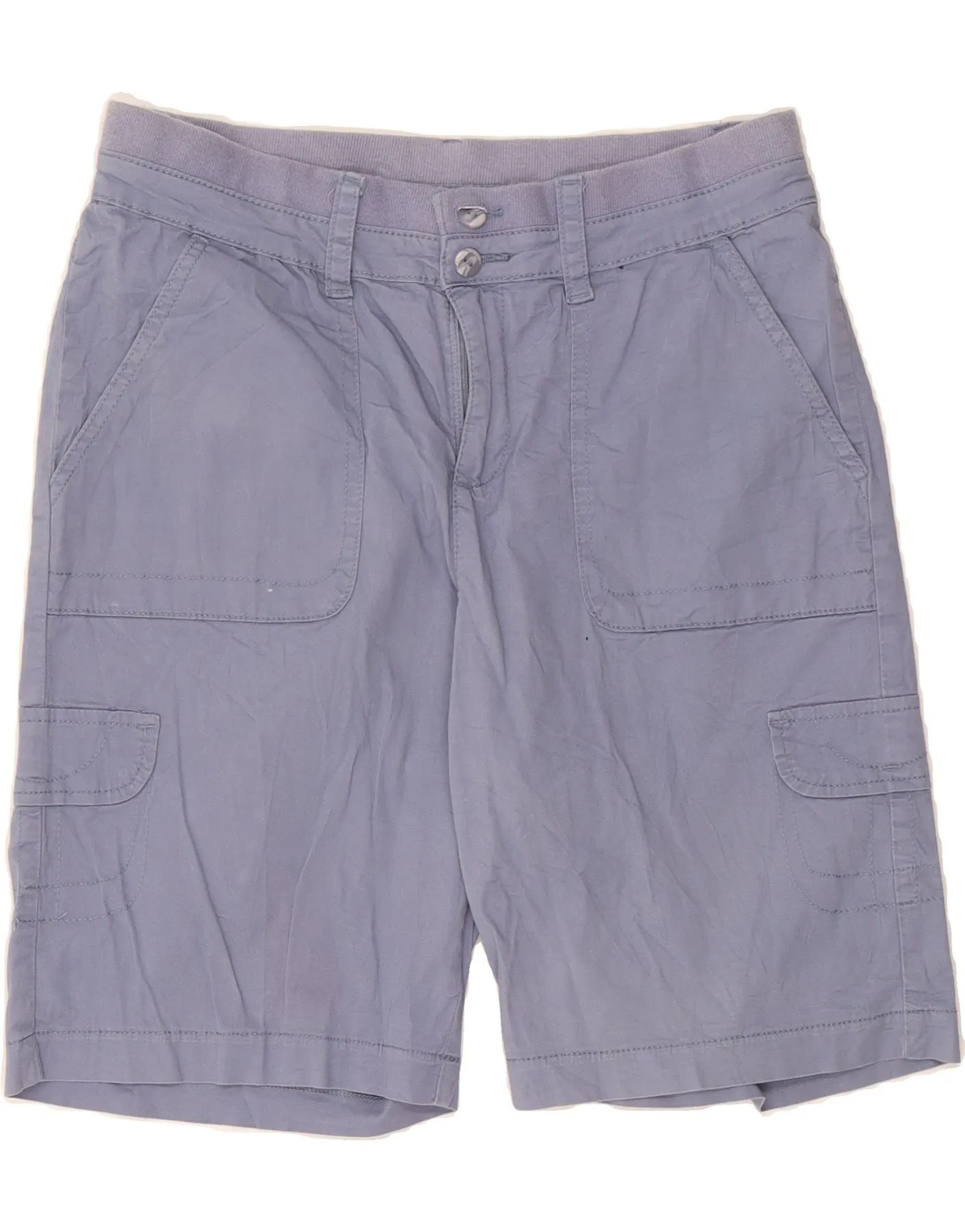 LEE Womens Mid Rise Relaxed Fit Cargo Shorts US 8 Medium W34  Blue Cotton Pilates wear