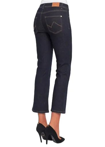 Gaud?? pantalone jeans da donna corto a campana Frida 321BD26007 blu Pre Washed Denim Street Fashion