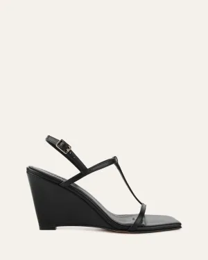 Medium Heel Closed Toe Shoes OPHELIA MID HEEL WEDGES BLACK LEATHER