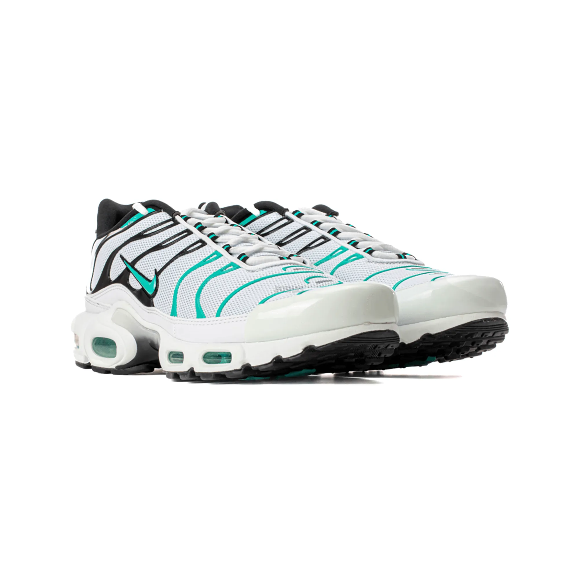 Nike Air Max Plus TN 'Hyper Jade' (2021) Lockdown Lacing System running in a crater area shoes