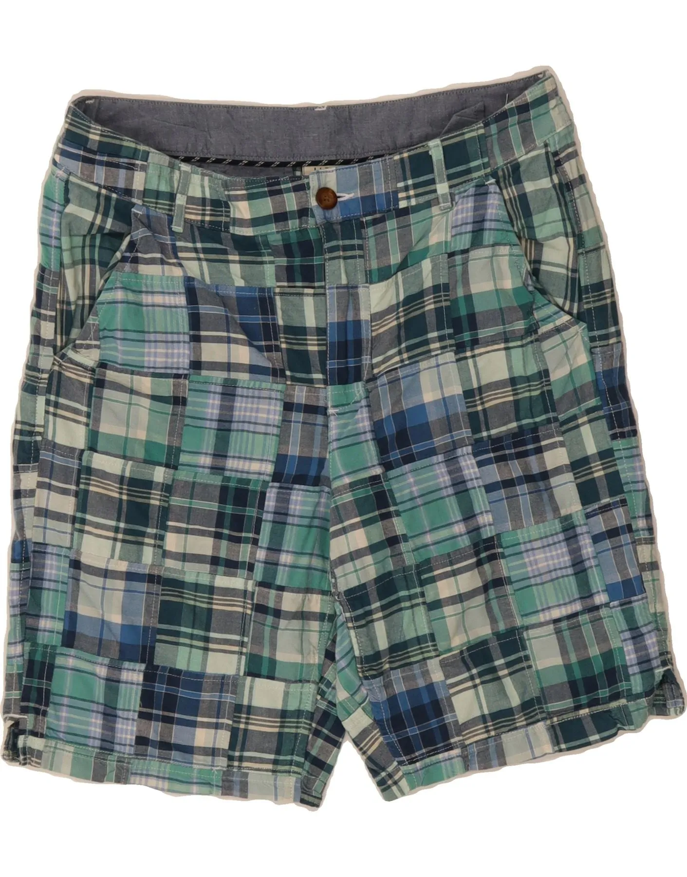 Travel Flex Quick Evaporation Fabric L.L.BEAN Womens Chino Shorts US 10 Large W32  Blue Patchwork Cotton