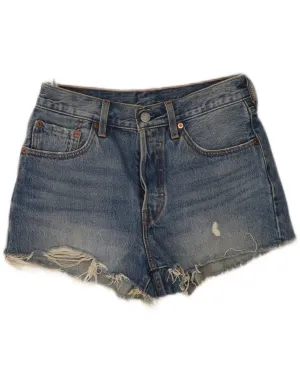 LEVI'S Womens 501 Denim Shorts W26 Small Blue Stretchable Waist