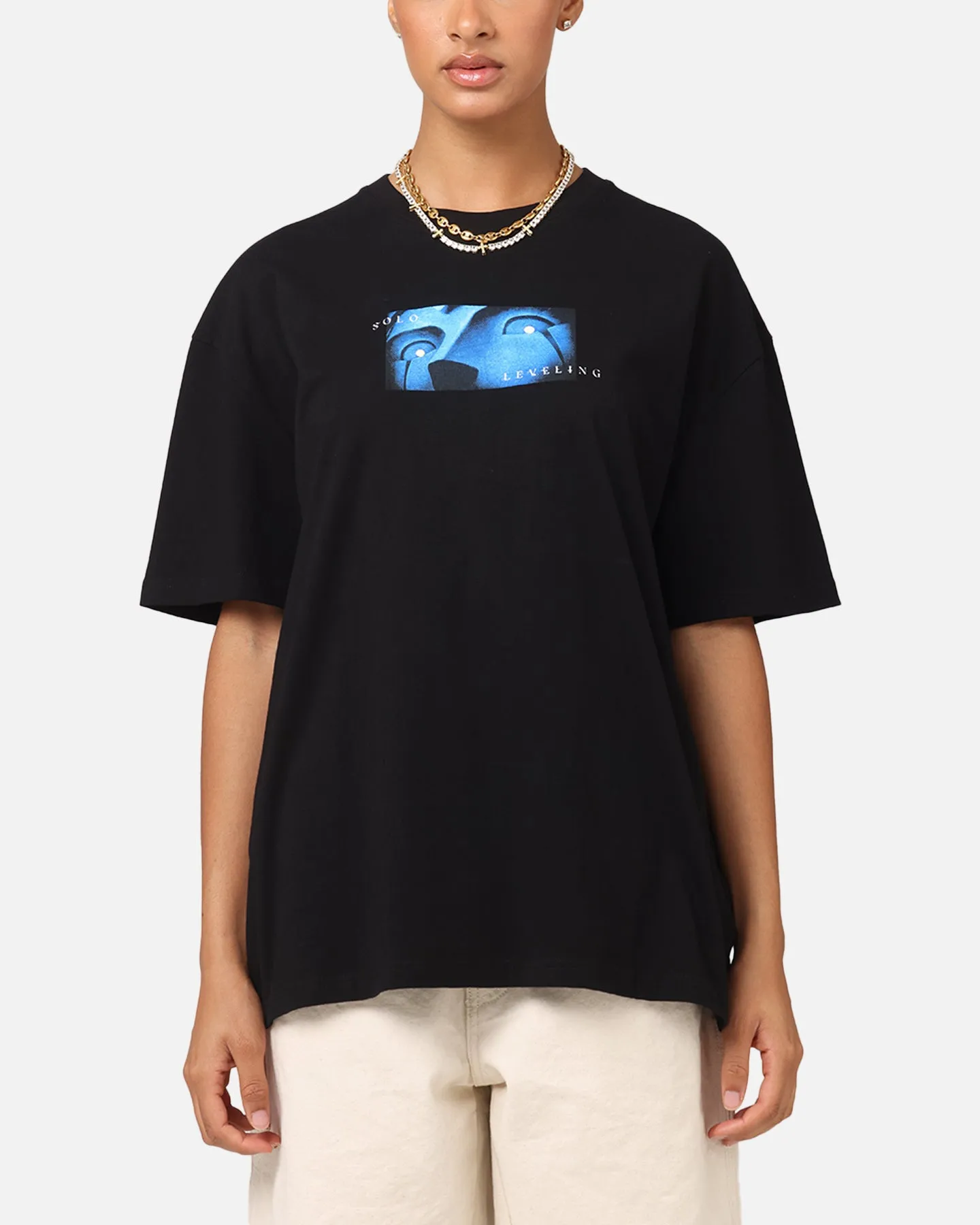 Goat Crew X Solo Leveling Statue Of God Heavy T-Shirt Black Perfect Layer Sporty Design