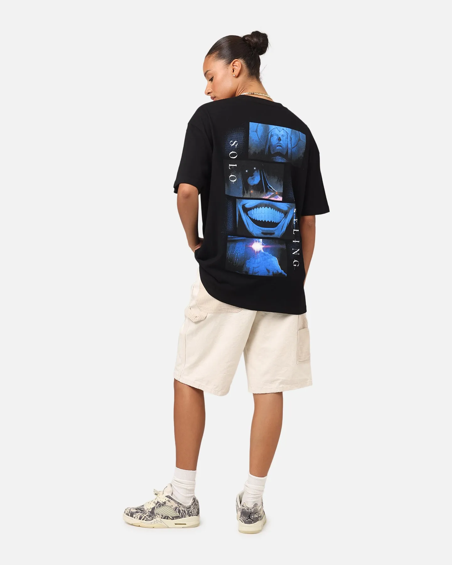Goat Crew X Solo Leveling Statue Of God Heavy T-Shirt Black Trendy Tops Lightweight Look