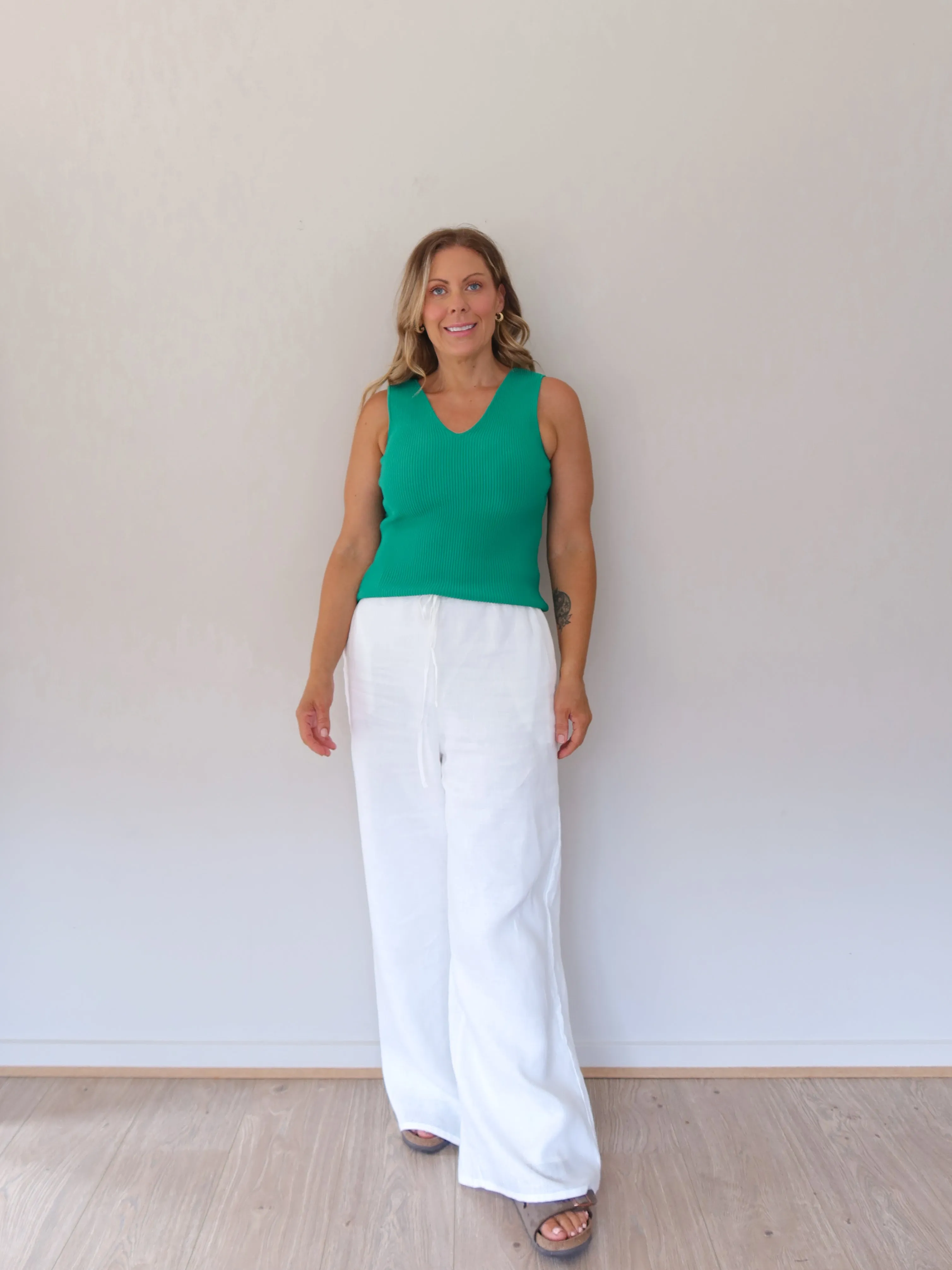 Easy Care Material Amina Tank - Green