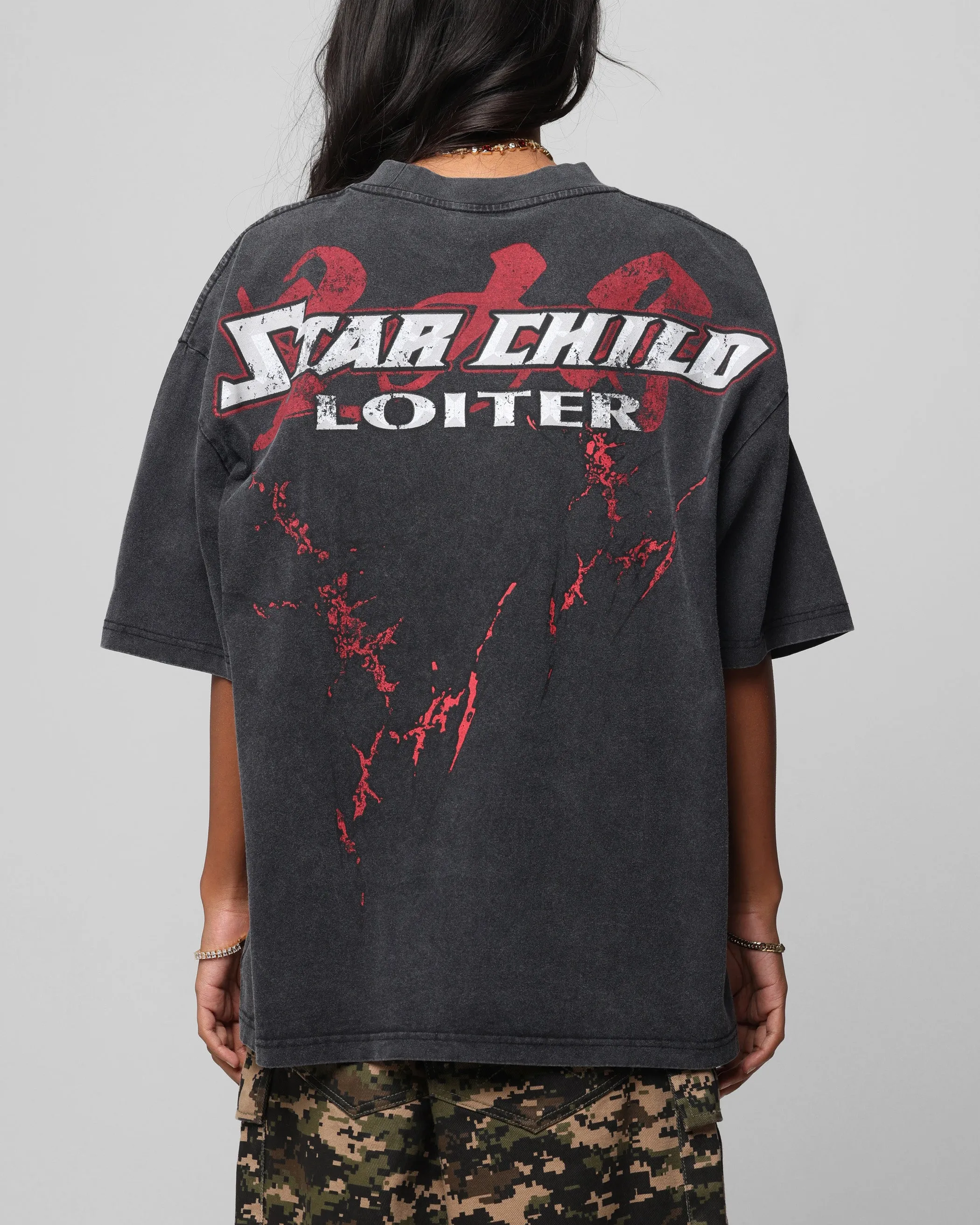 Stylish Design Loiter Valkyrie Vintage T-Shirt Black Wash