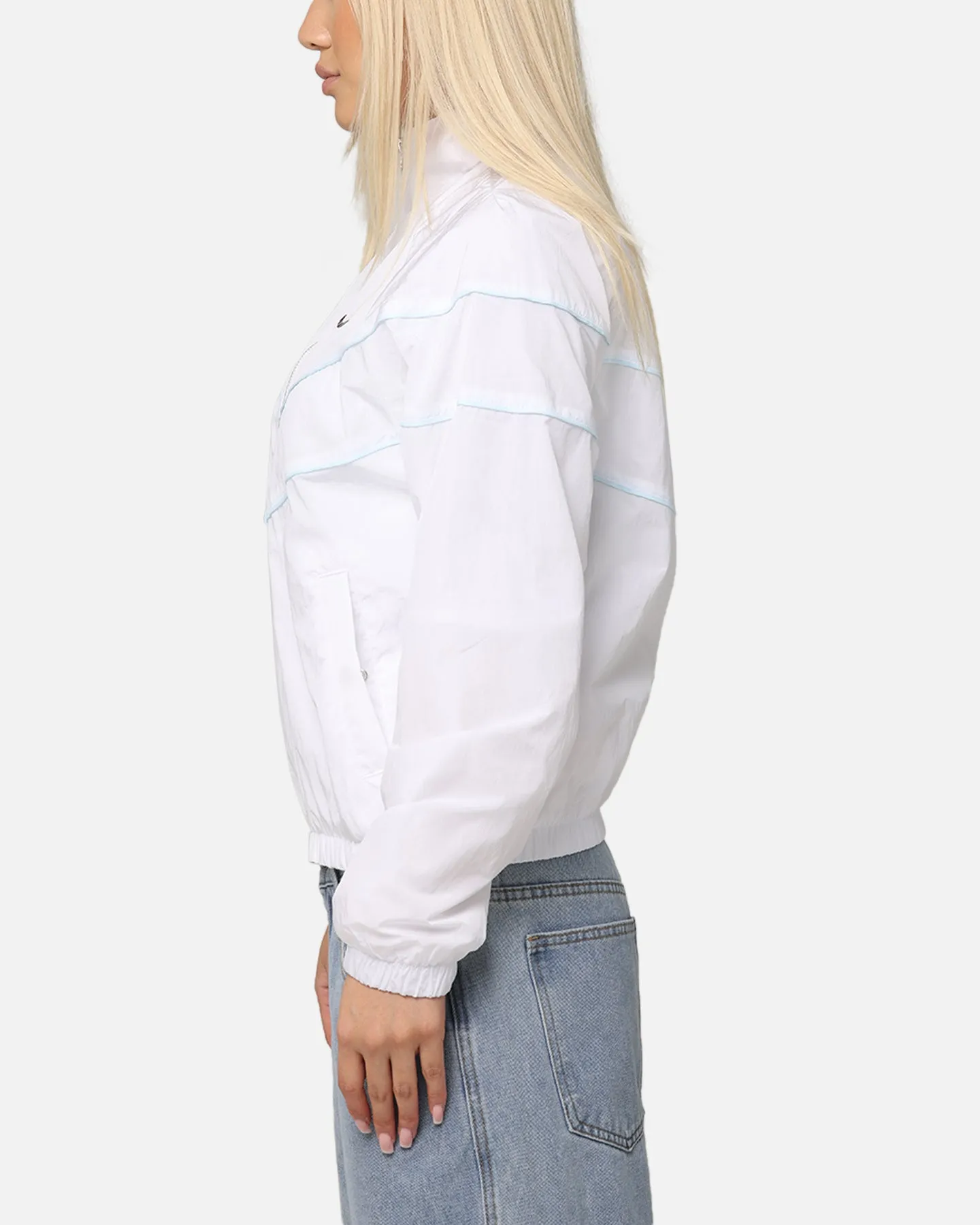 Nike Women's Sportswear Loose UV Woven Full-Zip Jacket White/Black OversizedFit