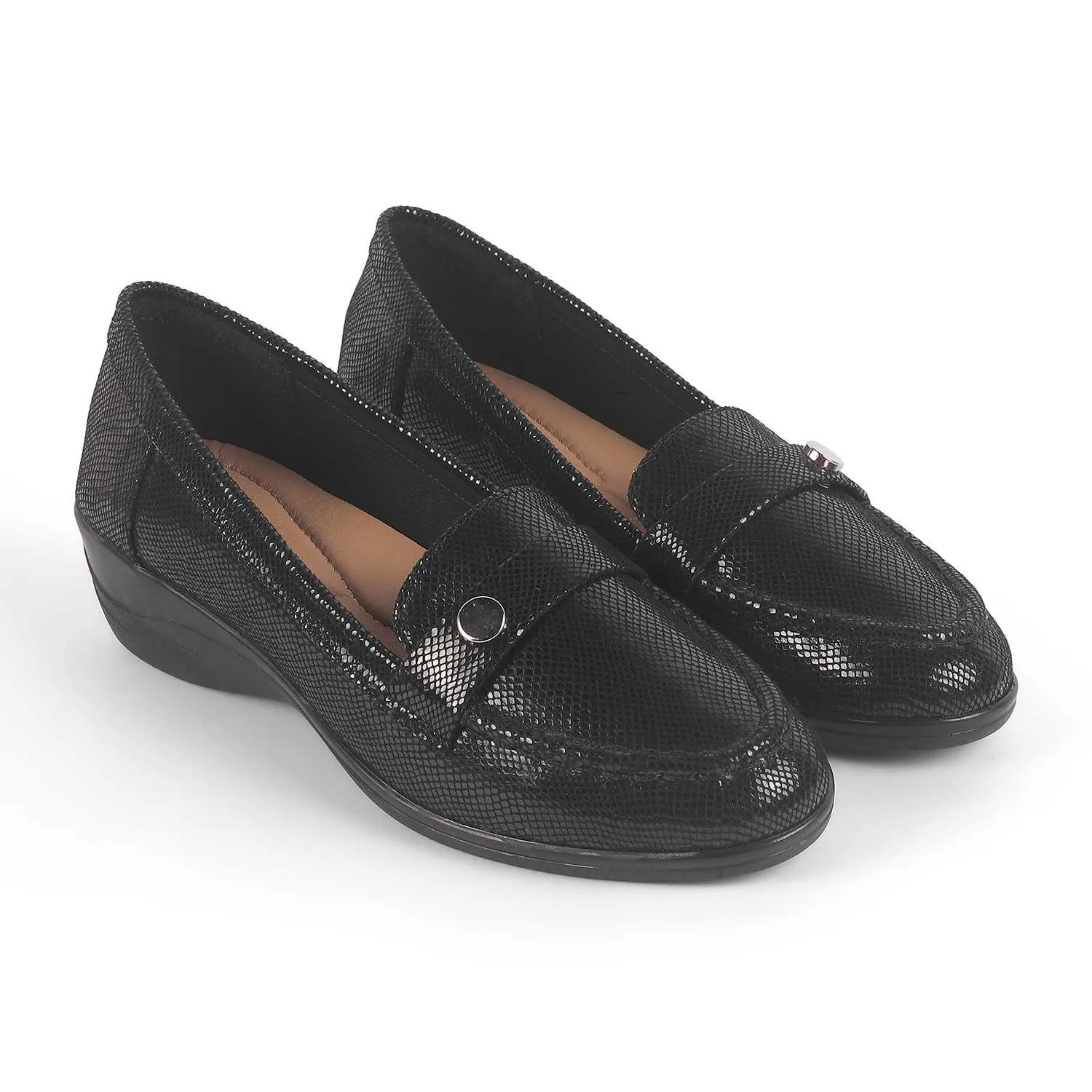 Platform Style Tresmode Marcoval Black Women's Dress Wedge Loafers