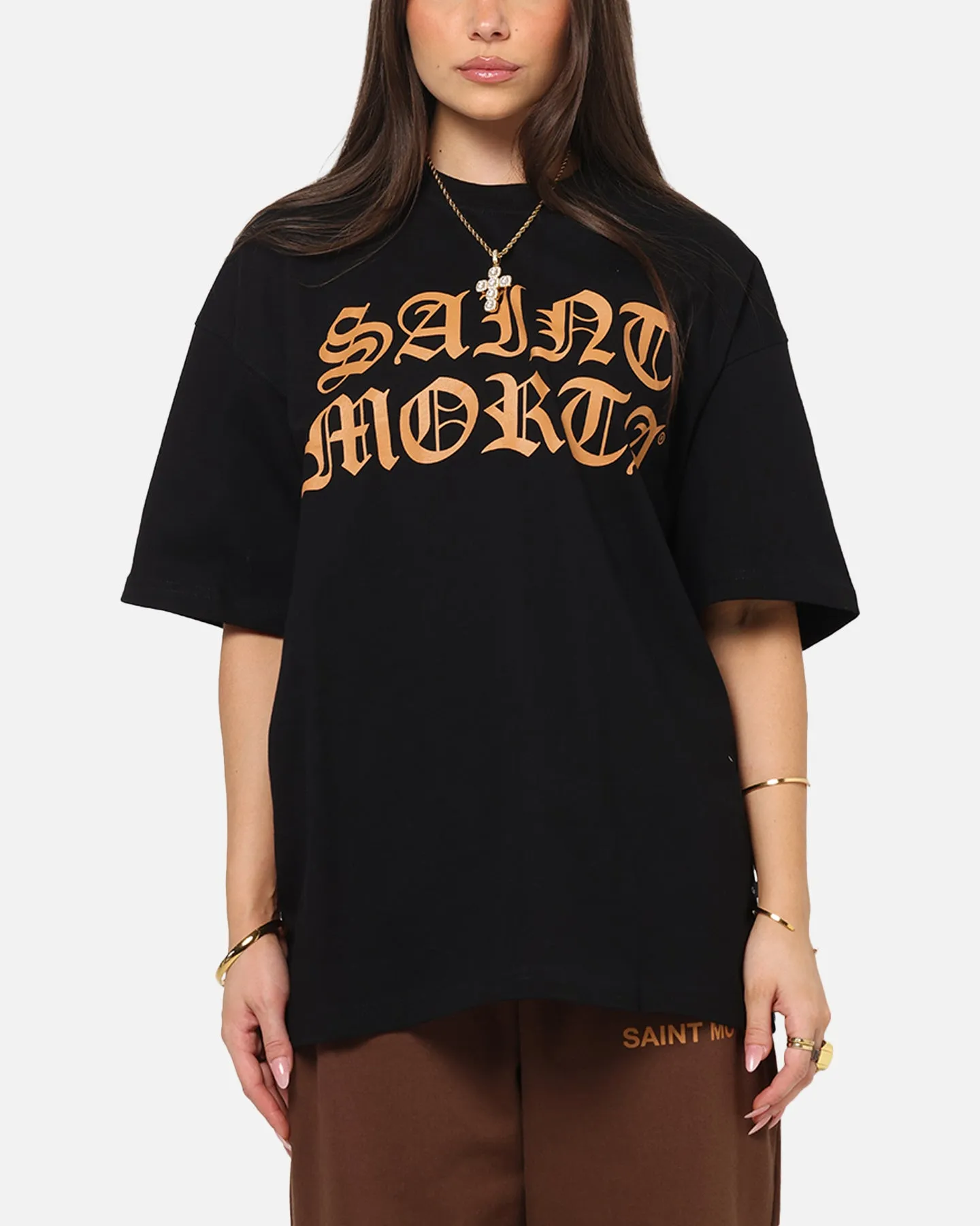 Saint Morta Sacred Script T-Shirt Black UV Protection Minimalist Layer