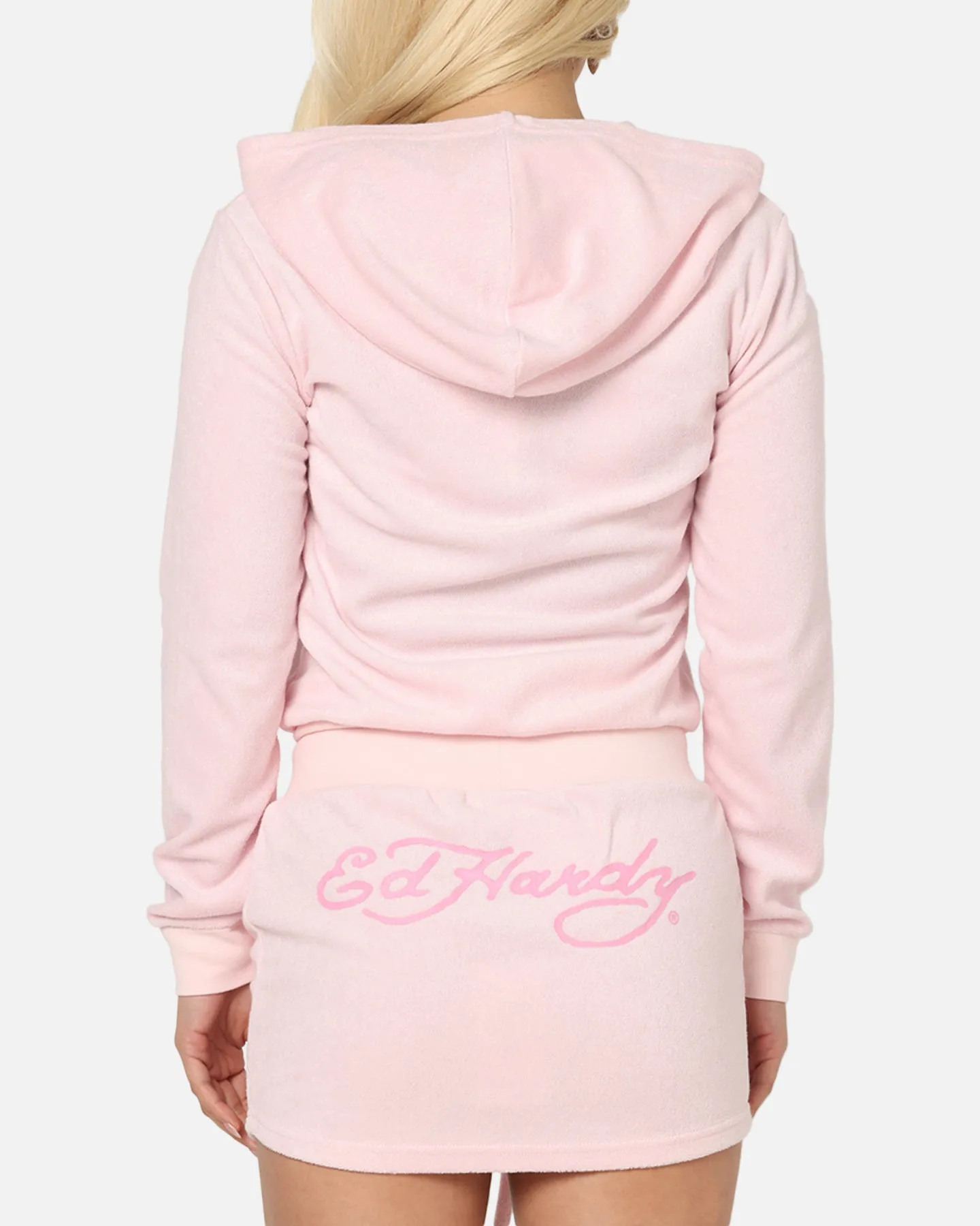Ed Hardy Women's Lounge Hoodie Pink gardening wear Bonded Seam Construction