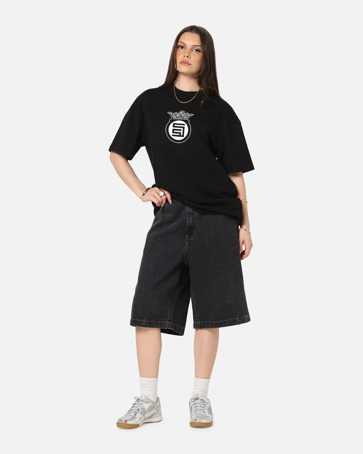 Basic Layering S Double Crown Dot T-Shirt Black