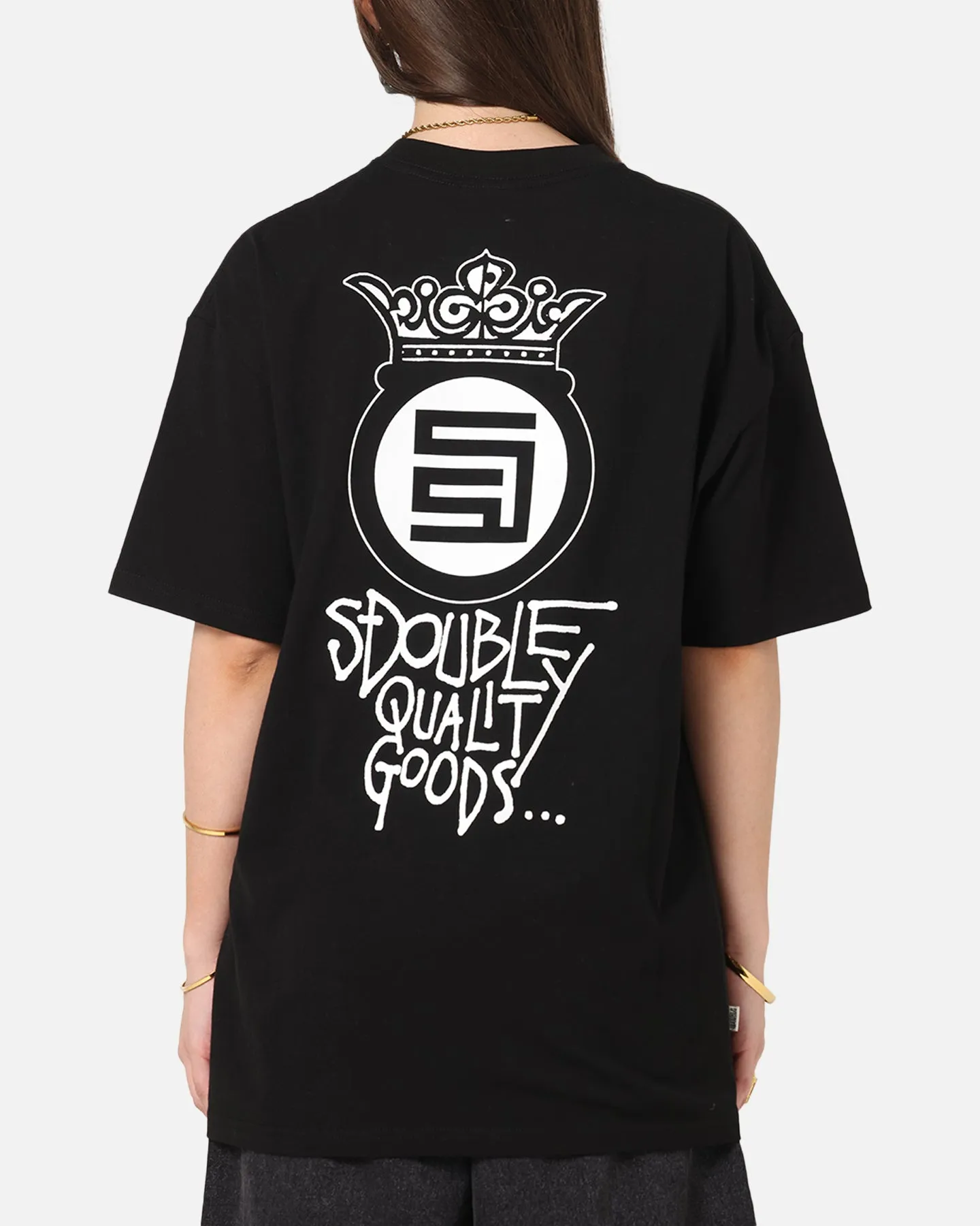 S Double Crown Dot T-Shirt Black Easy Care Fabric