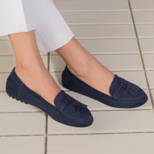 leatherette Soft Texture Tresmode Jonum Blue Women's Dress Tassel Loafers