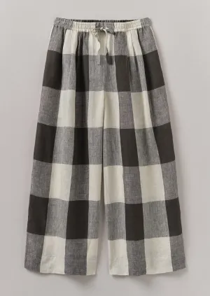 Perfect Look Flexibility Fit Macro Gingham Lightweight Linen Pants | Ecru/Charcoal