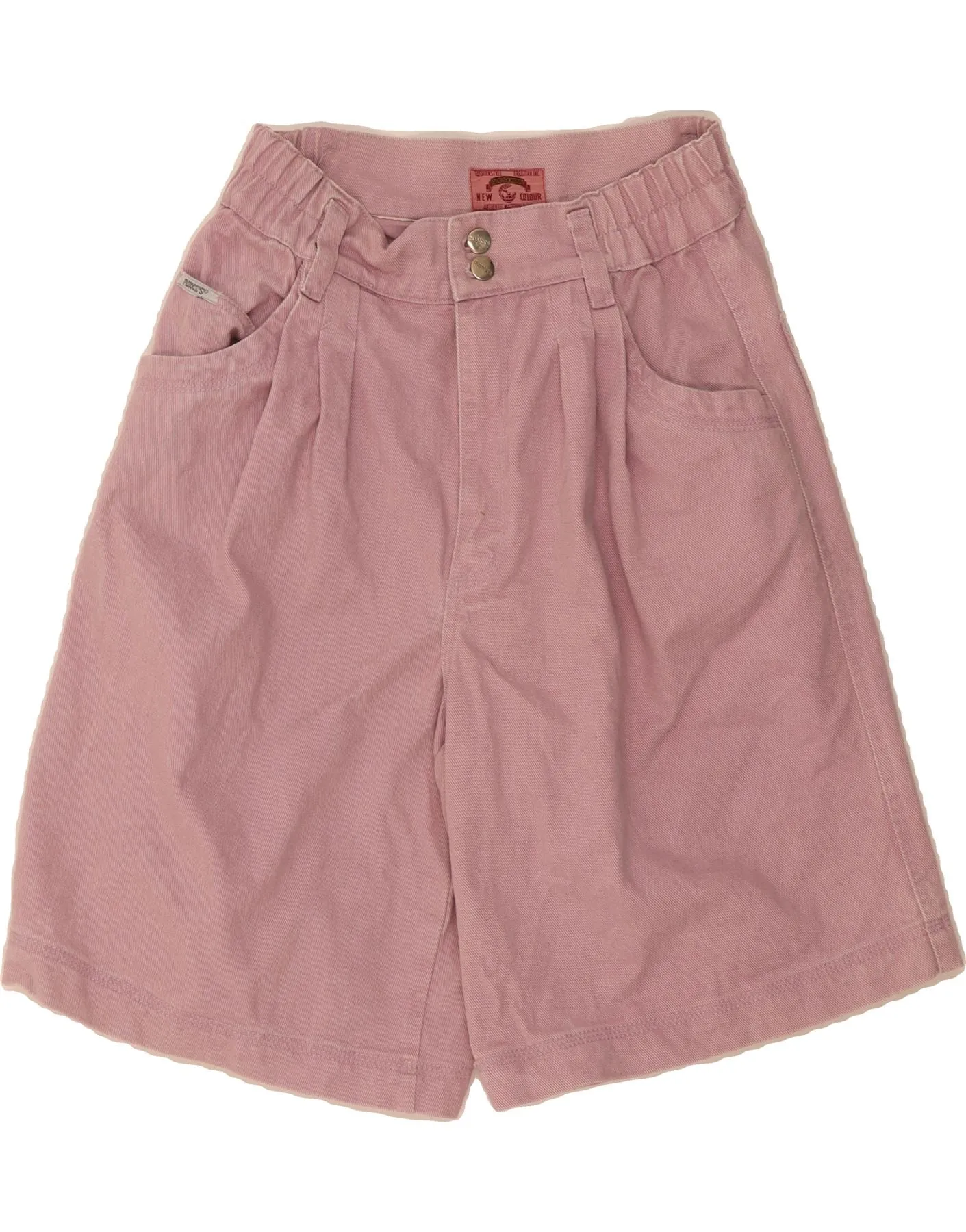 VINTAGE Womens Denim Pegged Bermuda Shorts W30 Medium Pink Durable Waistband Compression Fit