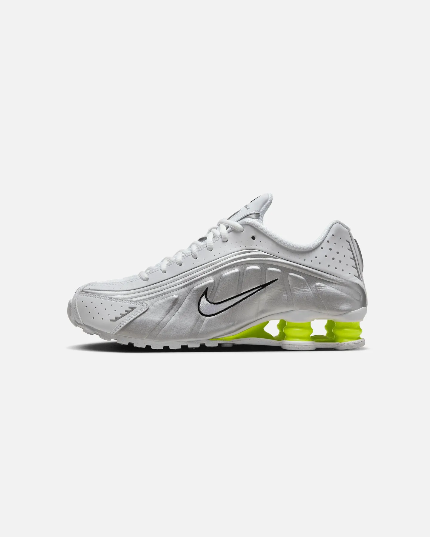 Nike Women's Shox R4 White/White-Metallic Silver Dynamic Flex Grooves