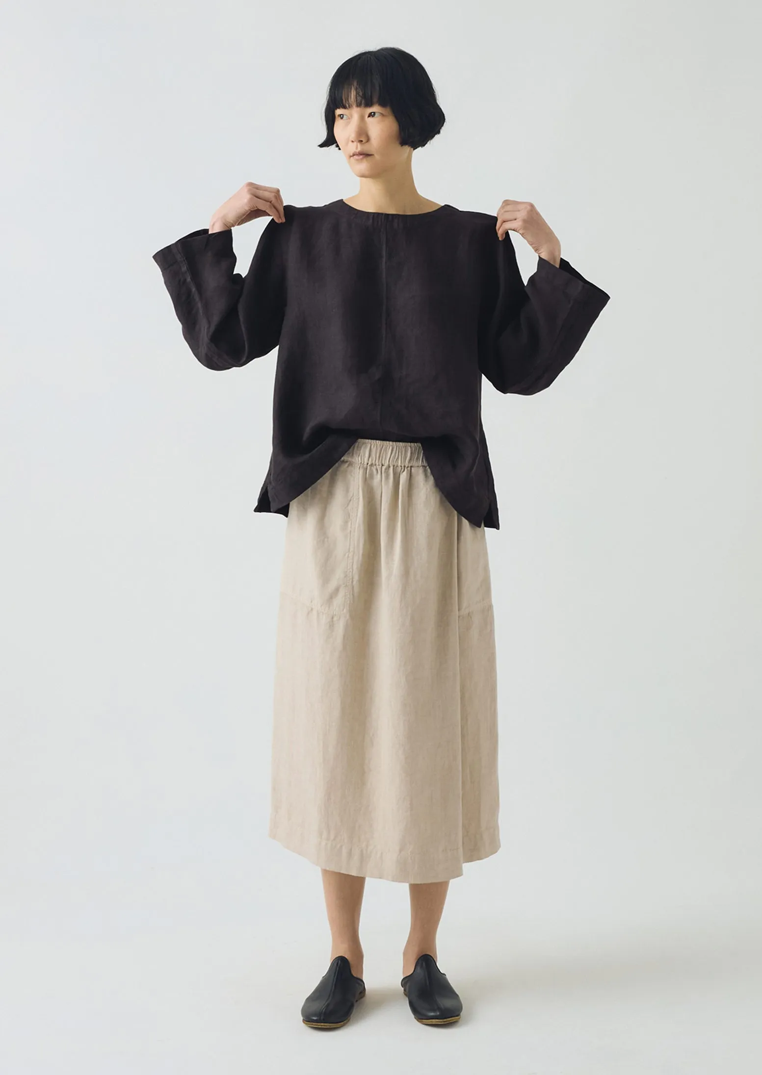 Garment Dyed Linen Wrap Skirt | Sand Effortless Feel