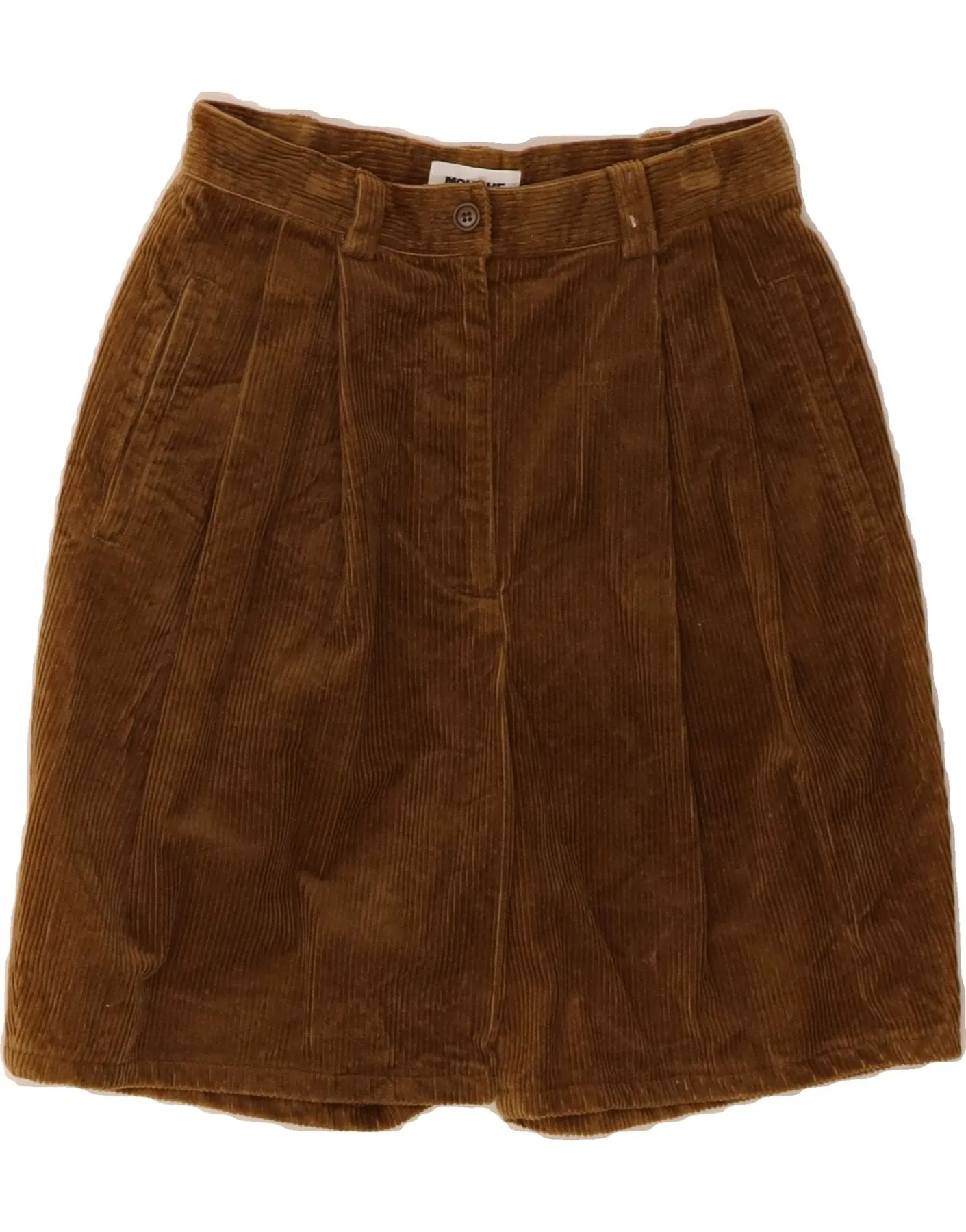 MOUCHE Womens High Waist Corduroy Shorts UK 12 Medium W26 Brown Reinforced Stress Points button-down look