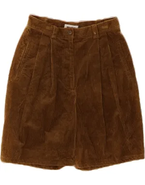 MOUCHE Womens High Waist Corduroy Shorts UK 12 Medium W26 Brown Reinforced Stress Points button-down look