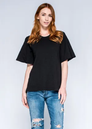 Easy Care Versatile Layer Easy Crew Tee Elbow Flutter Sleeve Shirt