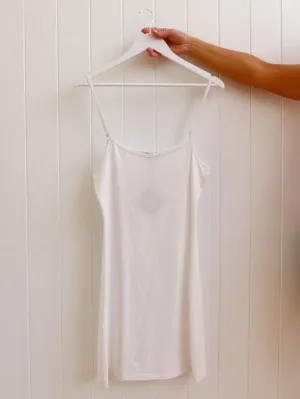 Martin Longline Singlet- White Flexible Ribbing Abrasion Resistant Texture