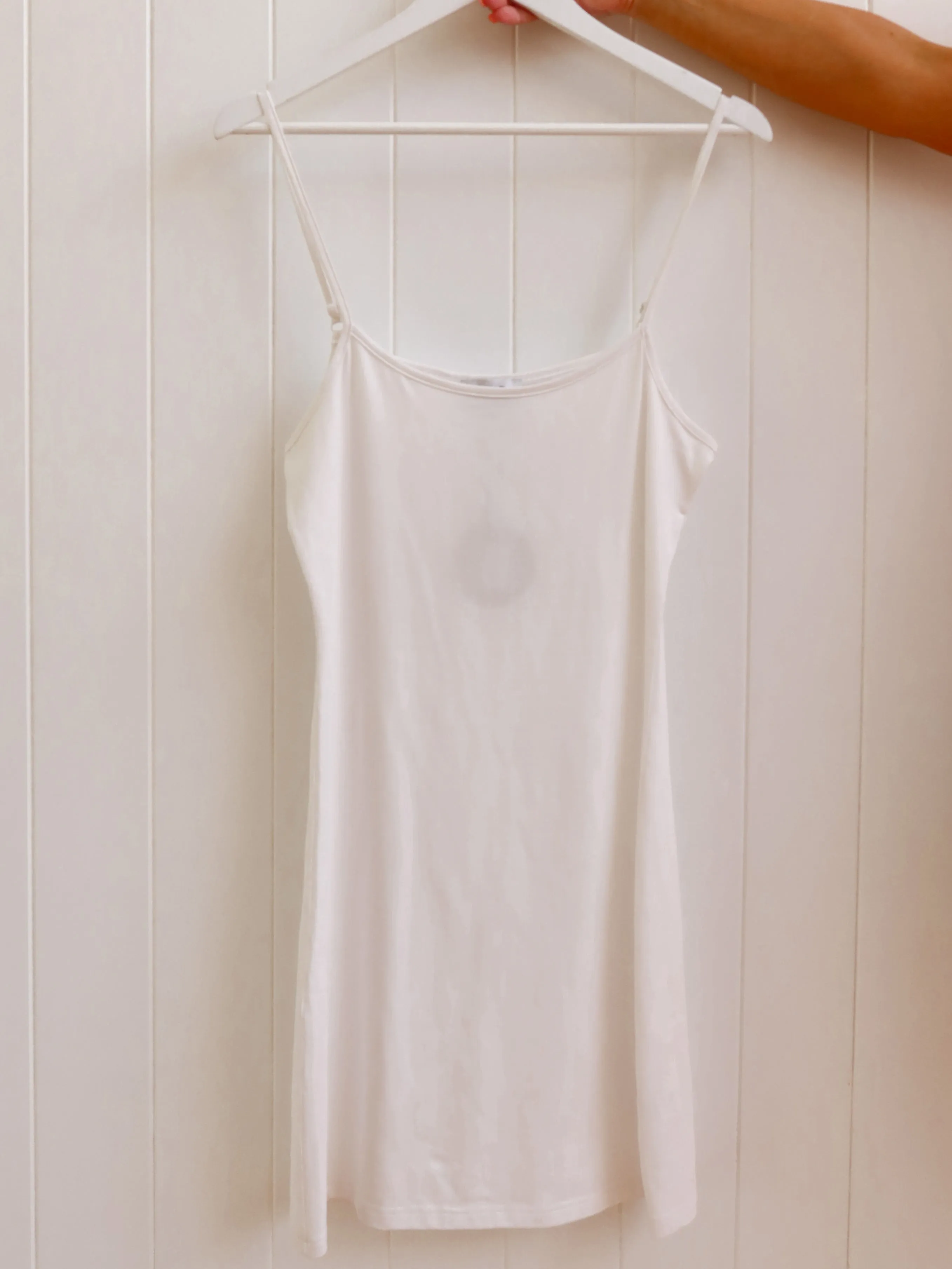 Martin Longline Singlet- White Stretchable Material