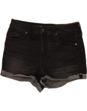 MOSSIMO Womens High Waist Denim Shorts US 6 Medium W28 Black Cotton Move Friendly Active Flex Fit