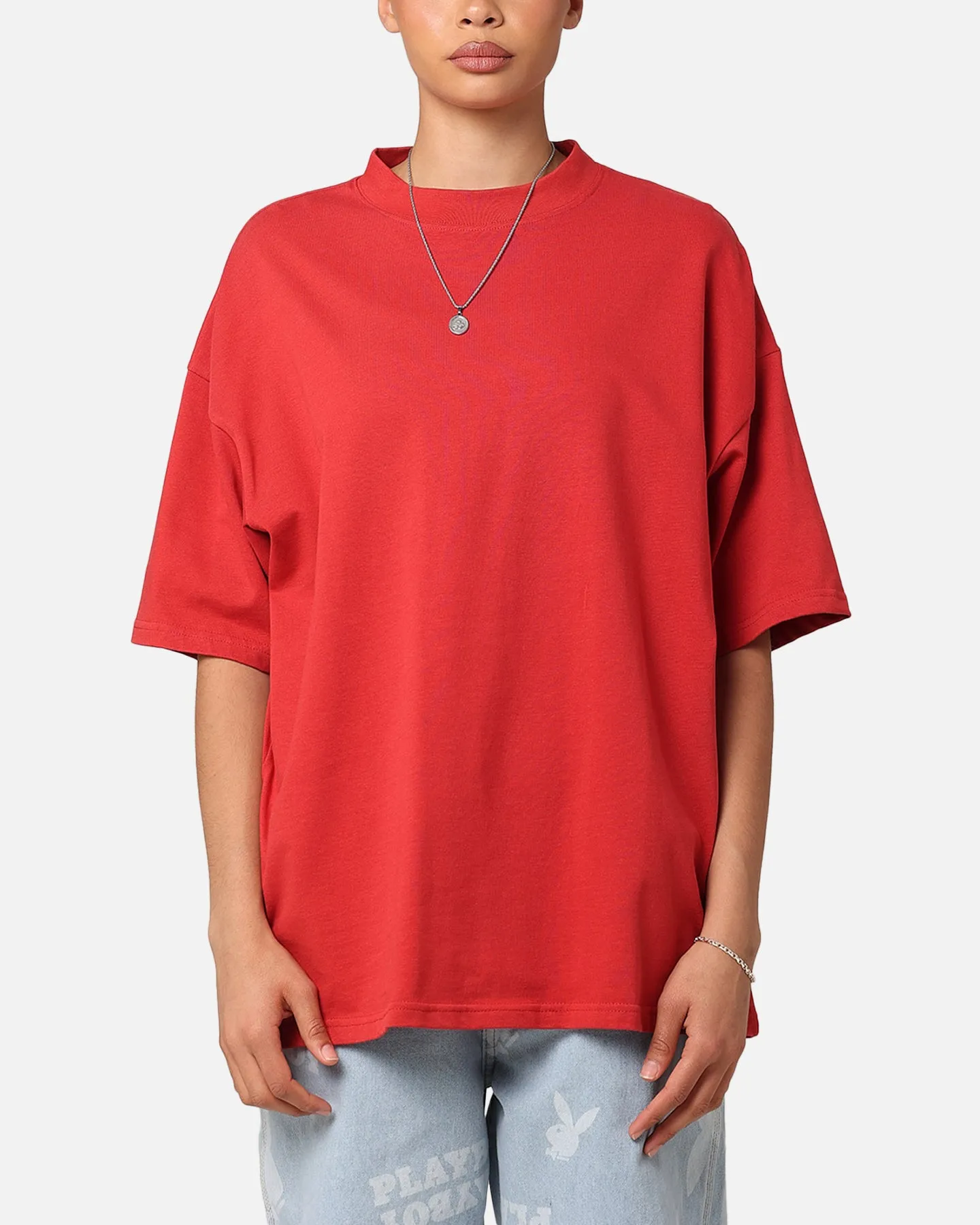 Culture Kings Oversized Blank T-Shirt Red Versatile Layering Timeless and Chic