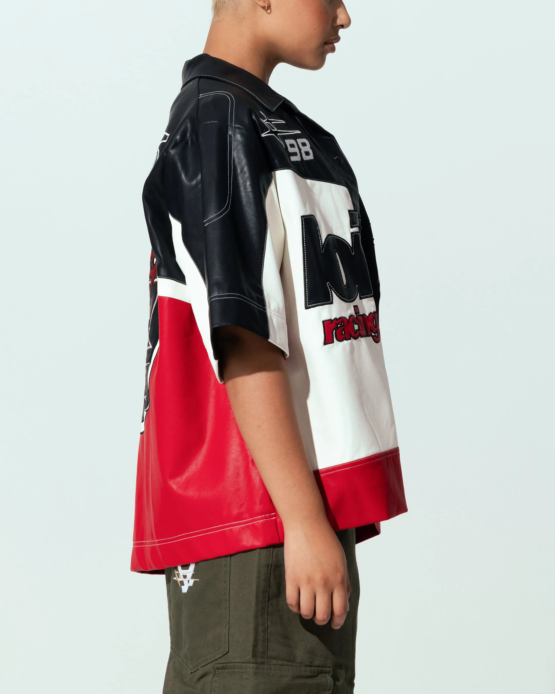 club Loiter Racer Button Up Shirt Black/Red