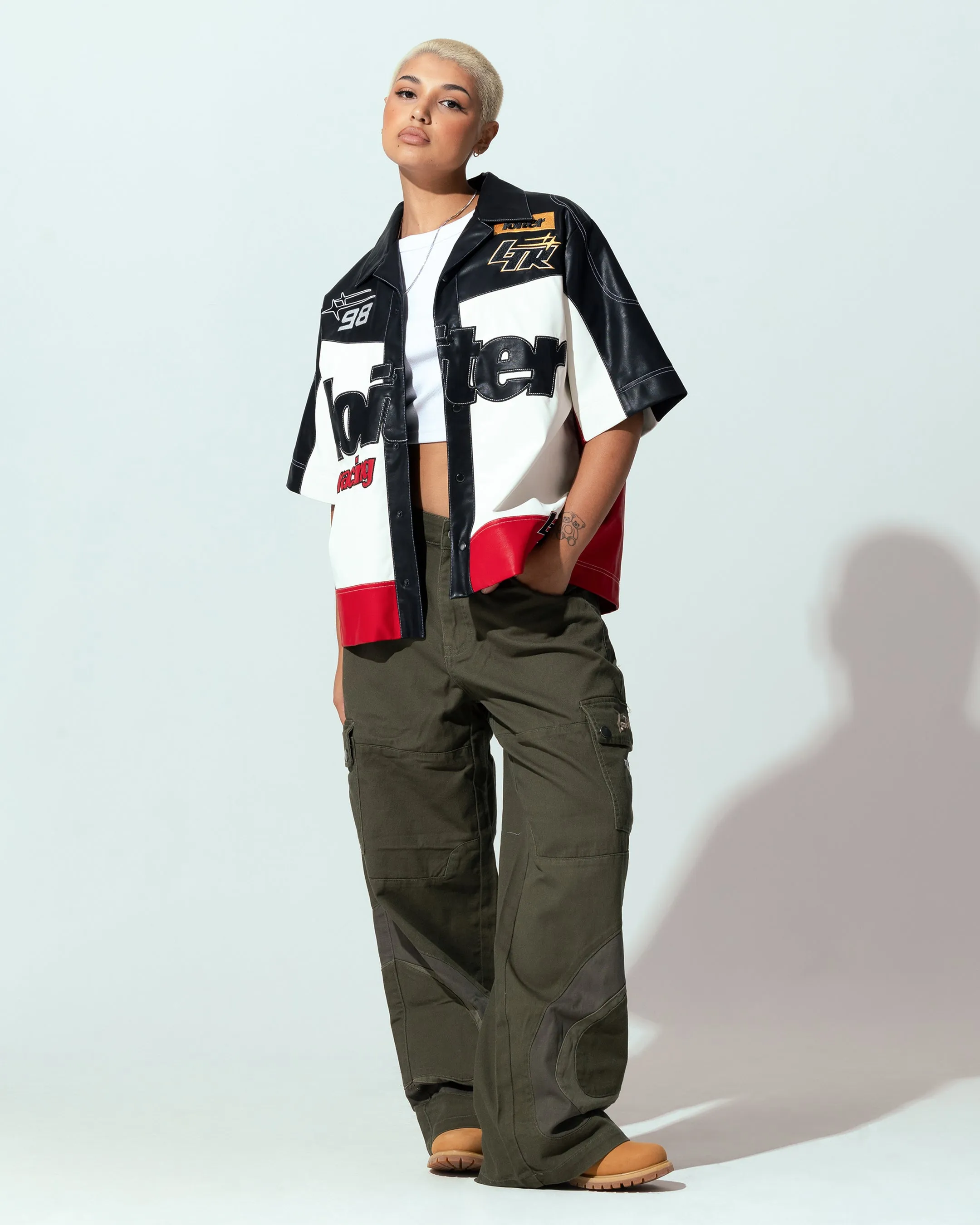 Loiter Racer Button Up Shirt Black/Red Congratulate