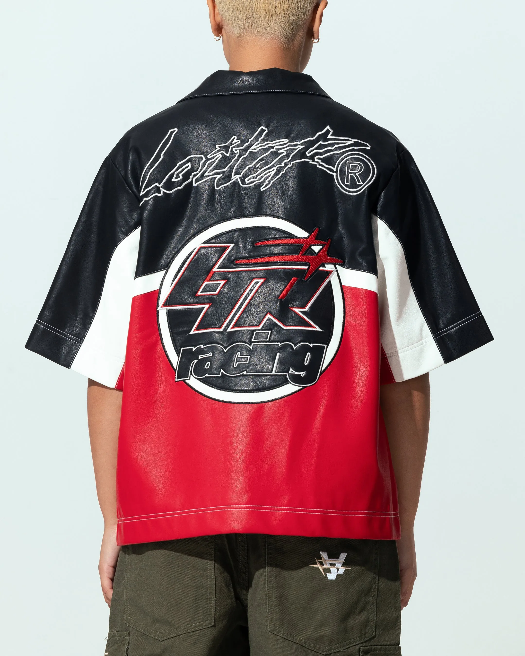 Loiter Racer Button Up Shirt Black/Red UV-protection