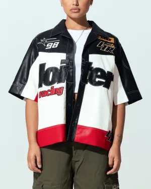 Heavy Duty Zipper Outdoor Layer Loiter Racer Button Up Shirt Black/Red