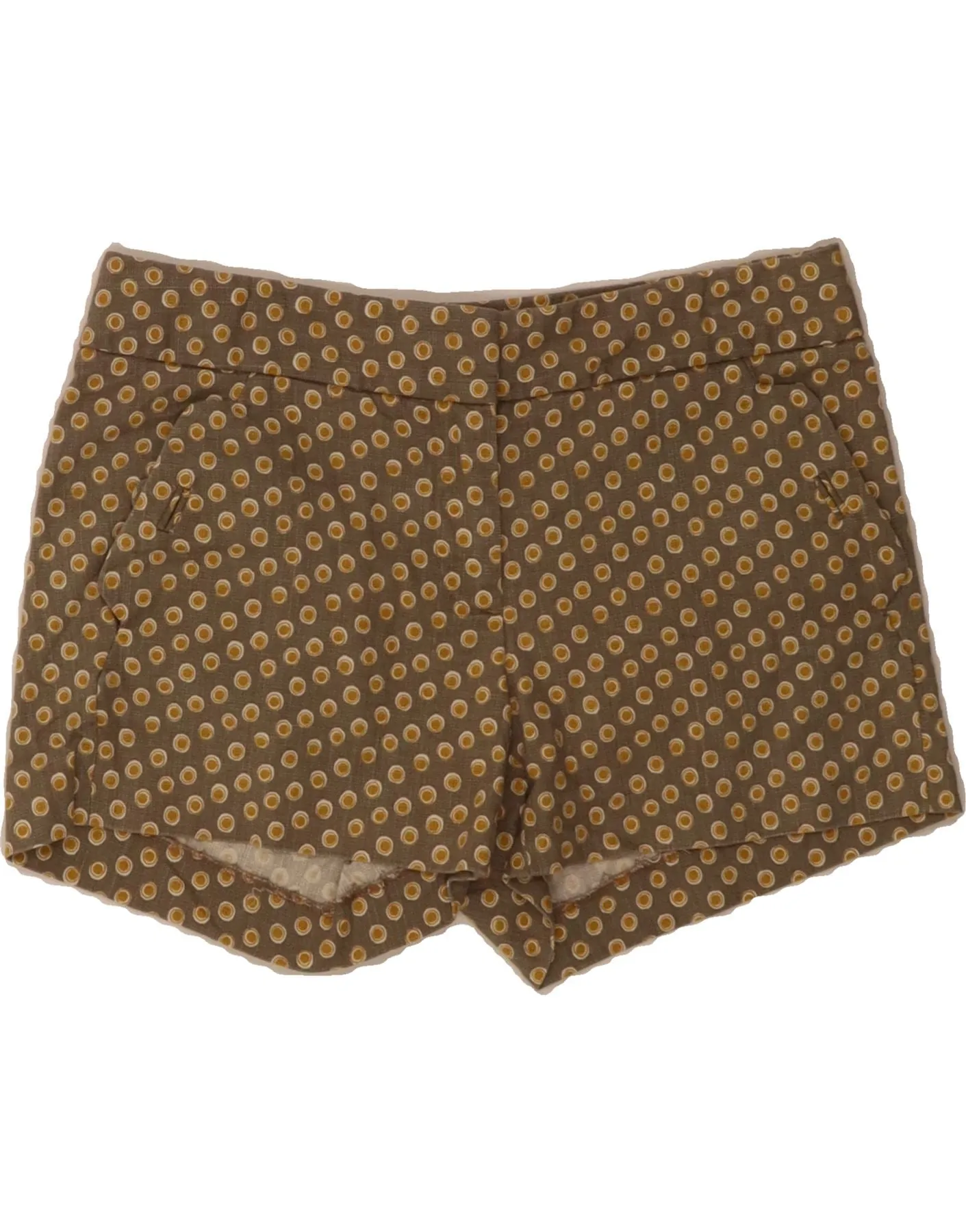 J. CREW Womens Chino Shorts US 00 2XS W28  Brown Polka Dot Cotton Cool Weather Daily Layer