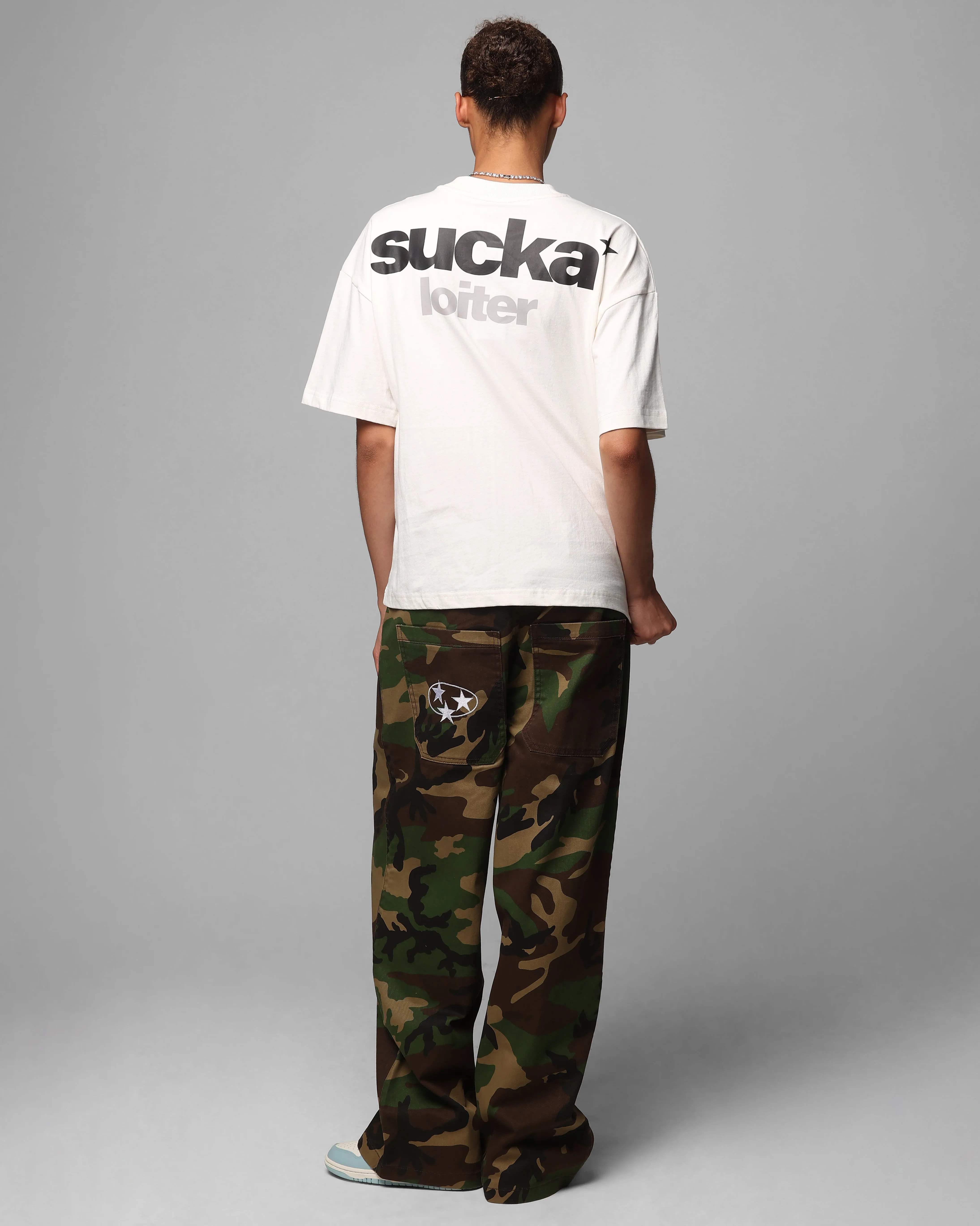 Loiter Sucka T-Shirt Off White Layered Hem Design