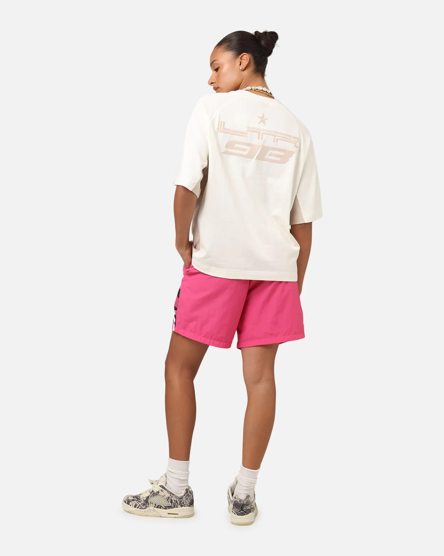 Everyday Casual Comfy Casual Wear Loiter Daytona Panel T-Shirt White/Stone